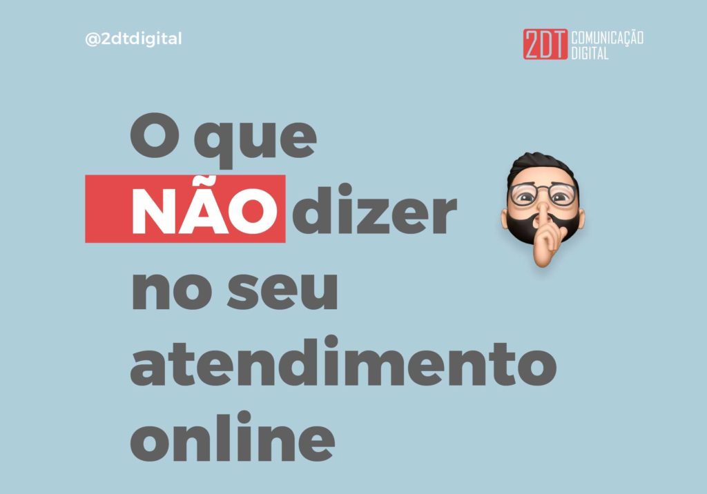 Título O que não dizer no seu atendimento online sobre um fundo azul